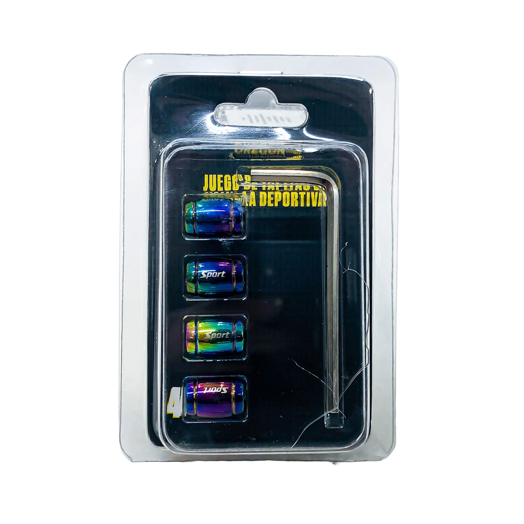 JUEGO DE TAPITAS DE VALVULA DEPORTIVA OVALADA SPORT RGB TORNASOLADA - 5