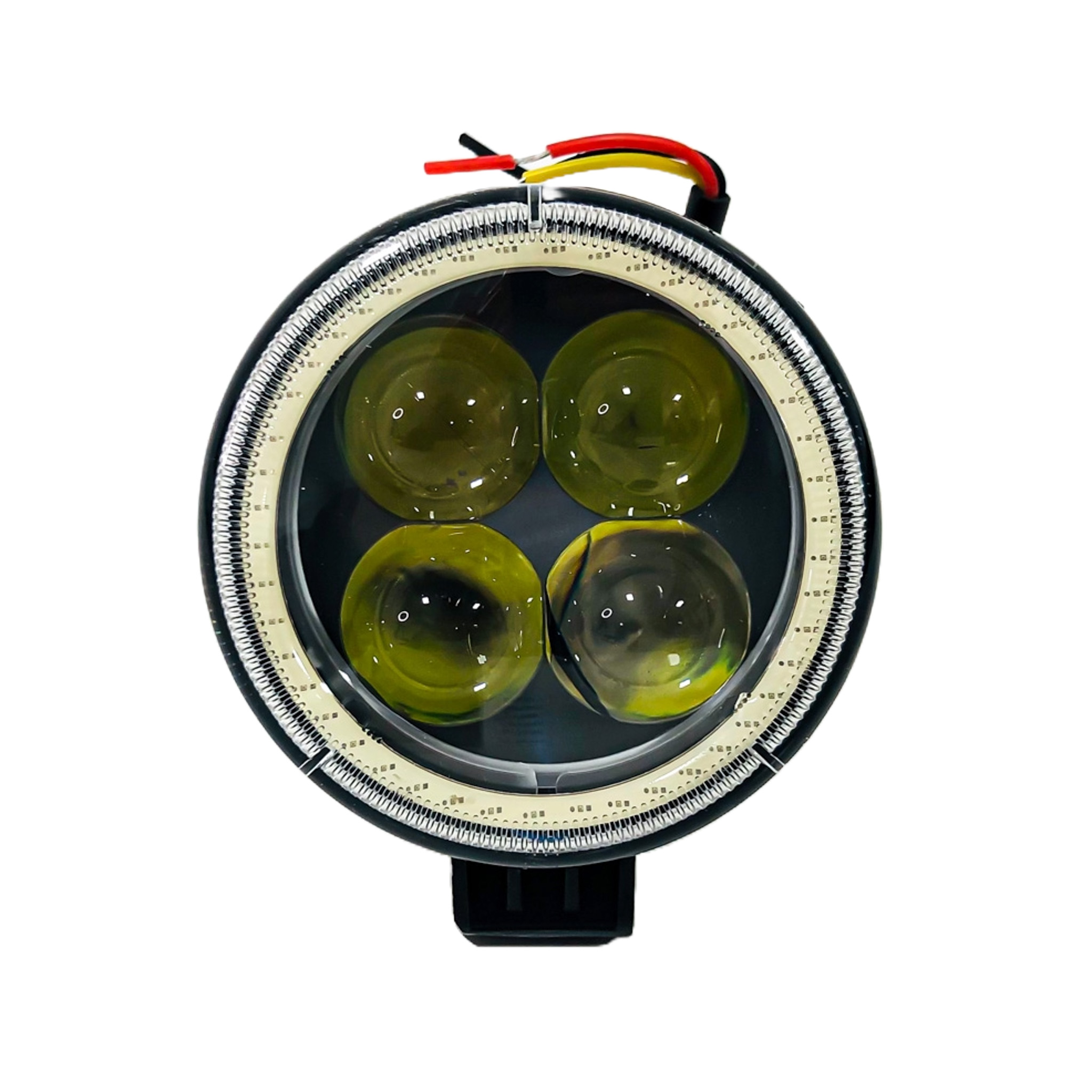 OFF ROAD FARO DE LED LUZ LED BLANCA ESTABLE CON OJO DE ANGEL ROJO CON FUNCION FLASH 9V-36V 4 LED - 12 WATTS  MEDIDAS 105*55(MM)