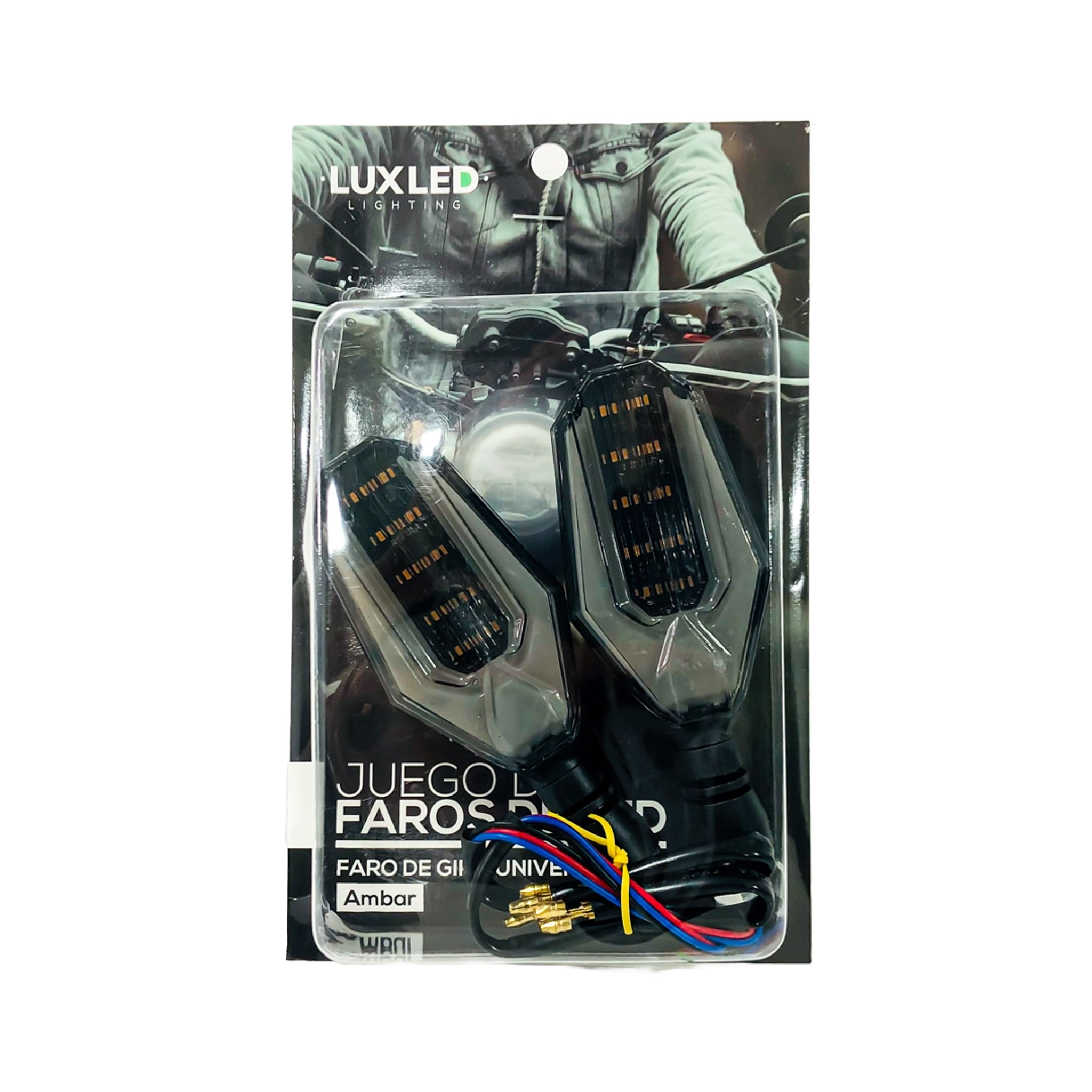 OFF ROAD FARO DE LED UNIVERSAL - LUZ DE GIRO GIRO PARA MOTO CON LUZ LED RUNNING AMBAR Y LUZ DE GIRO AMBAR 12V  - JUEGO DE 2 UNIDADES MEDIDAS 350*40*32 (mm) - 6