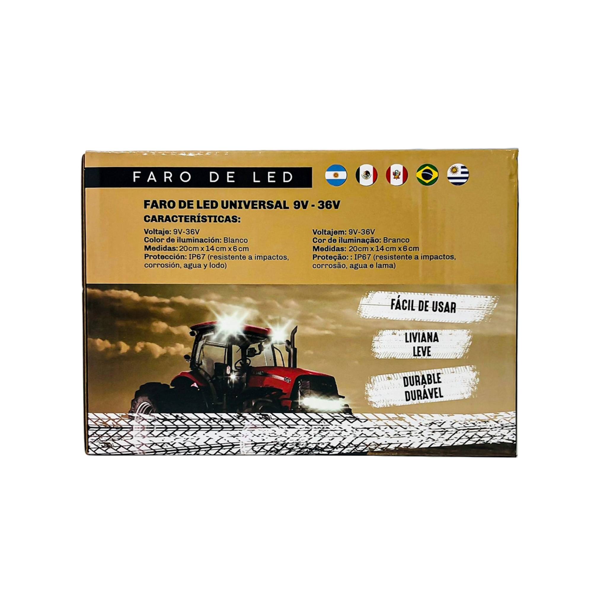 OFF ROAD FARO DE LED FARO LED RECTANGULAR 7' 45 WATTS 4 FUNCIONES. ALTA Y BAJA + DRL BLANCO Y AMBAR - 7
