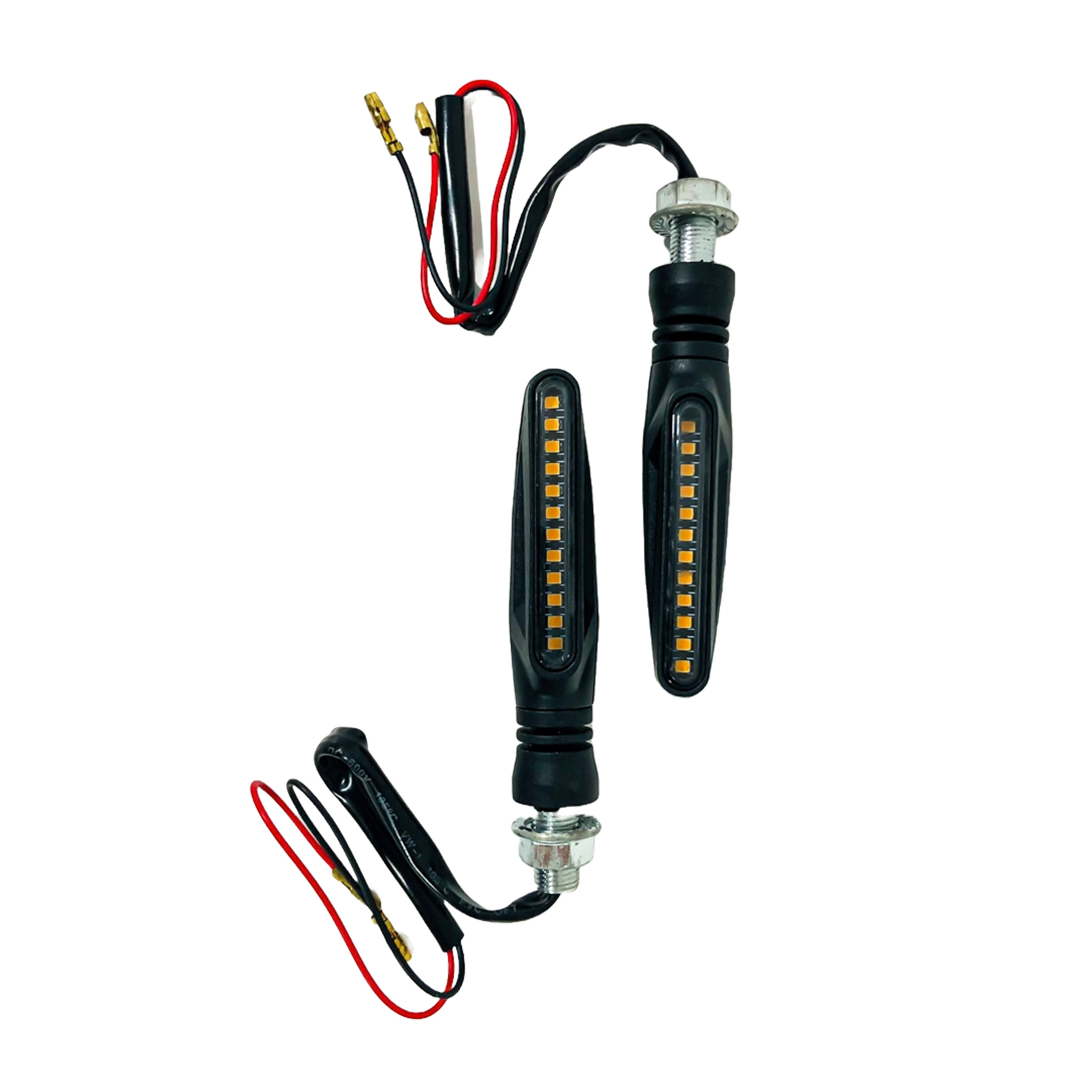 OFF ROAD FARO DE LED UNIVERSAL - LUZ DE GIRO GIRO PARA MOTO CON LUZ LED RUNNING AMBAR Y LUZ DE GIRO AMBAR 12V  - JUEGO DE 2 UNIDADES MEDIDAS 120*20*25 (mm) - 4