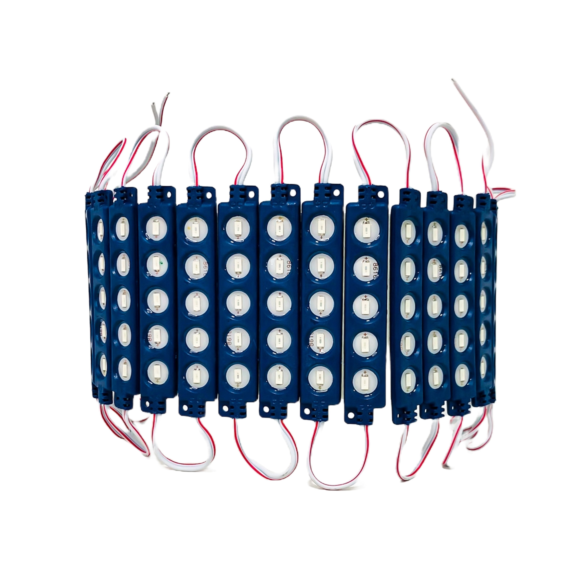 MODULO LED COB 5 LED COB CIRCULAR AUTOADHESIVO 12V COLOR AZUL 7CM X 1,5CM  CANTIDAD POR CAJA MASTER 2000 - 2