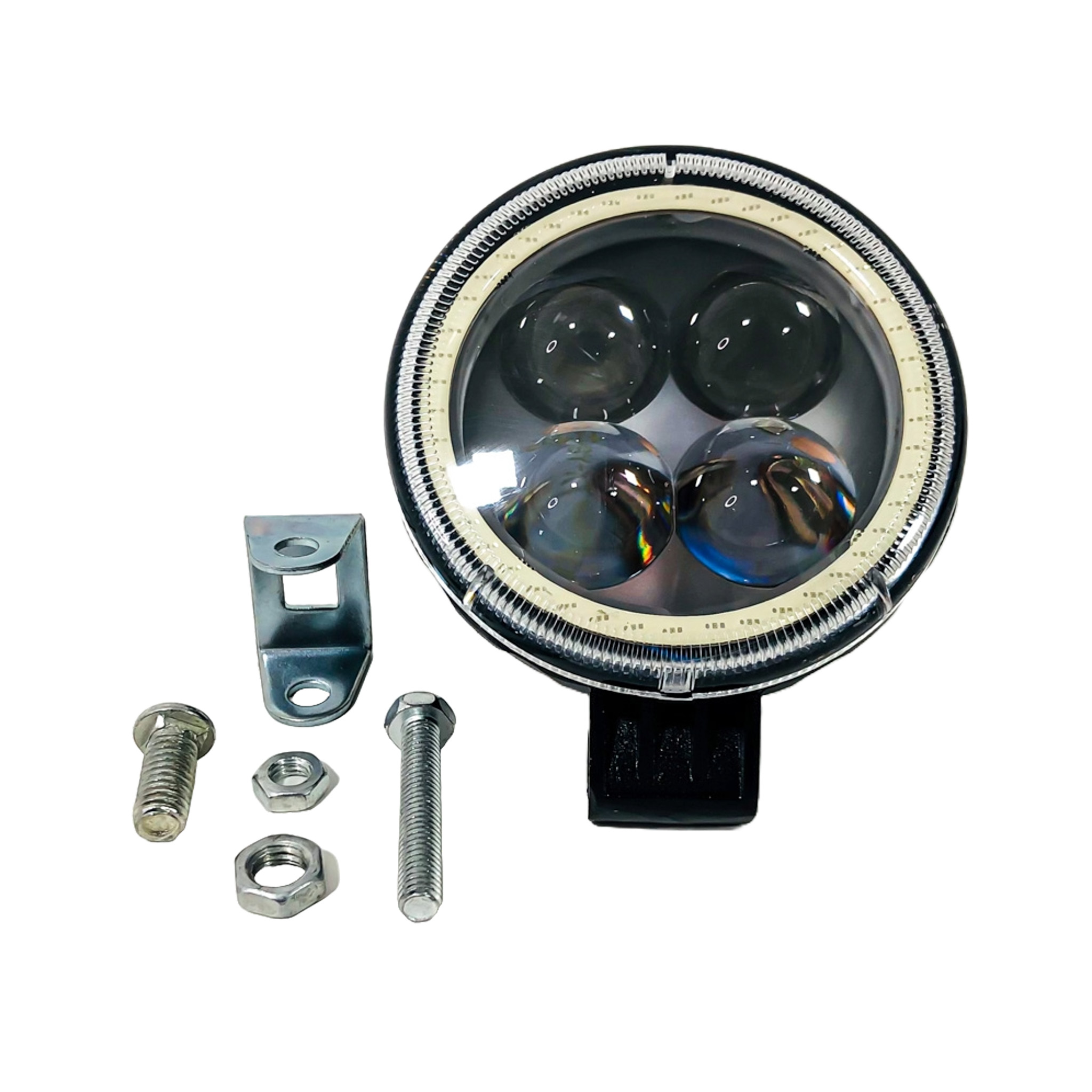OFF ROAD FARO DE LED LUZ LED BLANCA ESTABLE CON OJO DE ANGEL ROJO CON FUNCION FLASH 9V-36V 4 LED - 12 WATTS  MEDIDAS 105*55(MM) - 6