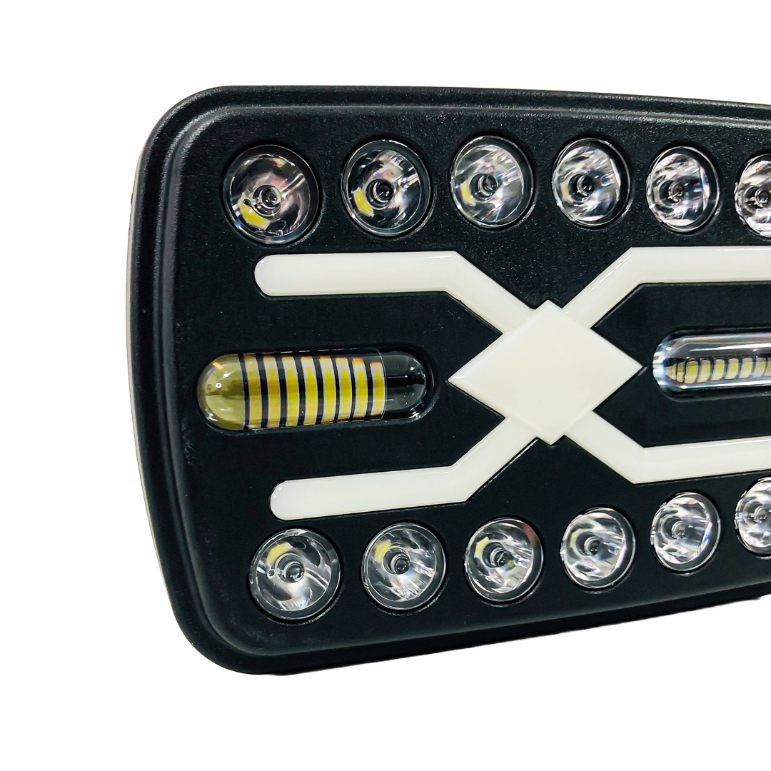 OFF ROAD FARO DE LED UNIVERSAL LUZ MULTILED BLANCA Y AMBAR CON FUNCION ALTA Y BAJA  9V-36V 140 WATTS  MEDIDAS 7" - 3