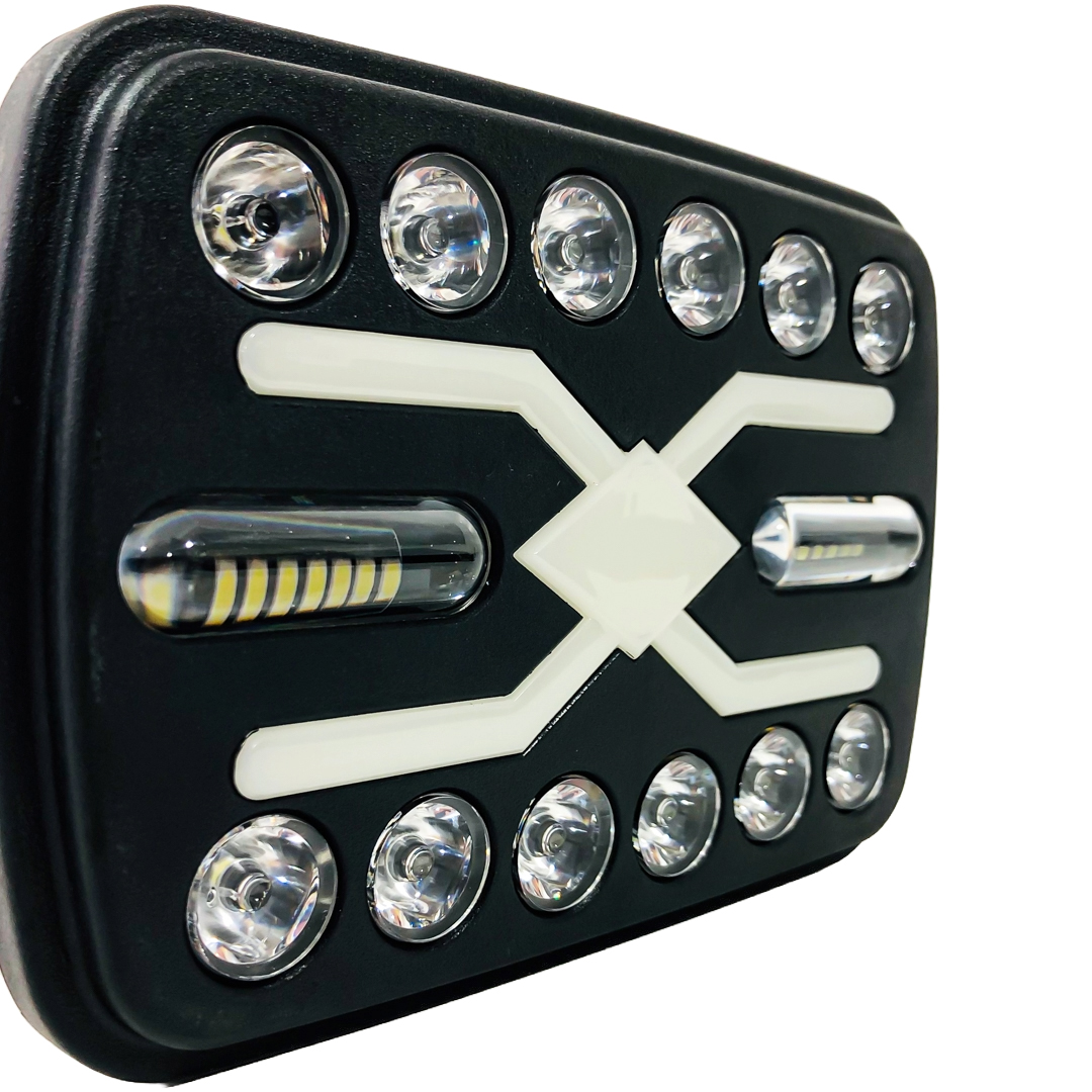 OFF ROAD FARO DE LED UNIVERSAL LUZ MULTILED BLANCA Y AMBAR CON FUNCION ALTA Y BAJA  9V-36V 140 WATTS  MEDIDAS 7" - 6