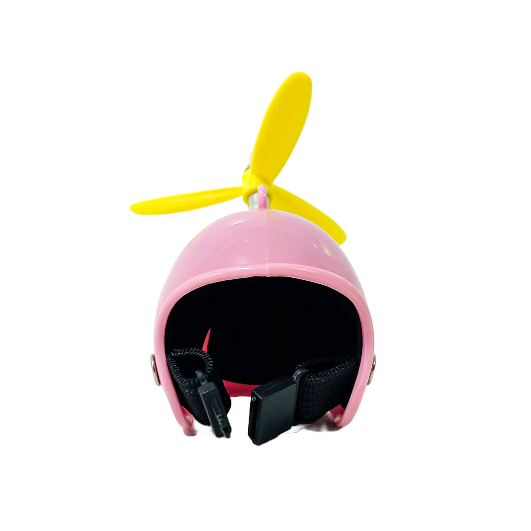 PATITO DECORATIVO PARA AUTO, BICI O MOTO CASCO ROSA DIBUJO RABBIT CON ANTEOJOS, CADENA Y HELICE - 4
