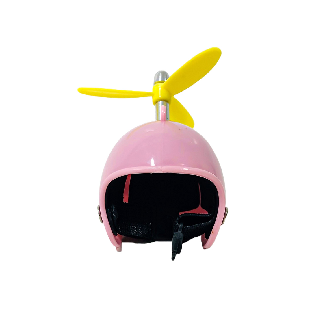 PATITO DECORATIVO PARA AUTO, BICI O MOTO CASCO ROSA DIBUJO PEPPA PIG CON ANTEOJOS, CADENA Y HELICE - 4