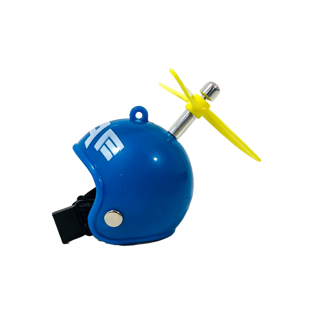 PATITO DECORATIVO PARA AUTO, BICI O MOTO CASCO AZUL DIBUJO CAPITAN AMERICA CON ANTEOJOS, CADENA Y HELICE - 2