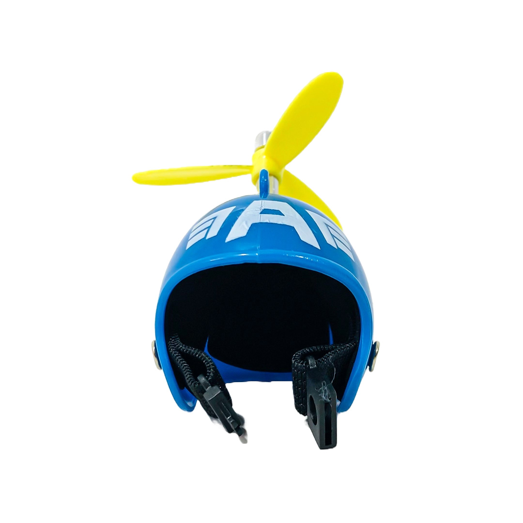 PATITO DECORATIVO PARA AUTO, BICI O MOTO CASCO AZUL DIBUJO CAPITAN AMERICA CON ANTEOJOS, CADENA Y HELICE - 3
