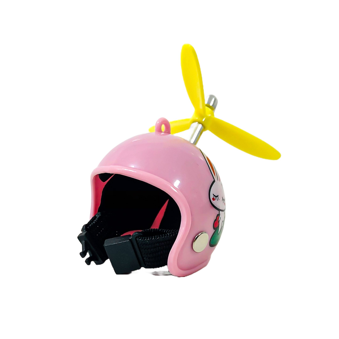 PATITO DECORATIVO PARA AUTO, BICI O MOTO CASCO ROSA DIBUJO RABBIT CON ANTEOJOS, CADENA Y HELICE - 7