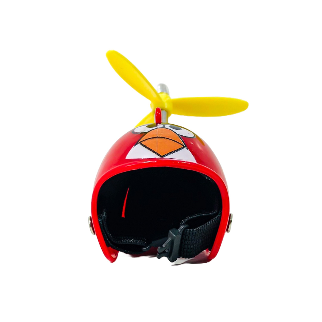 PATITO DECORATIVO PARA AUTO, BICI O MOTO CASCO ROJO DIBUJO ANGRY BIRDS CON ANTEOJOS, CADENA Y HELICE - 9