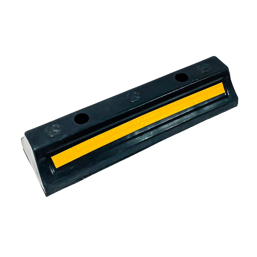 TOPE RUEDA TOPE PARA ESTACIONAMIENTO DE GOMA RESISTENTE CON REFLECTOR AMARILLO 50 CM X 15 CM PESO 3.8 KG