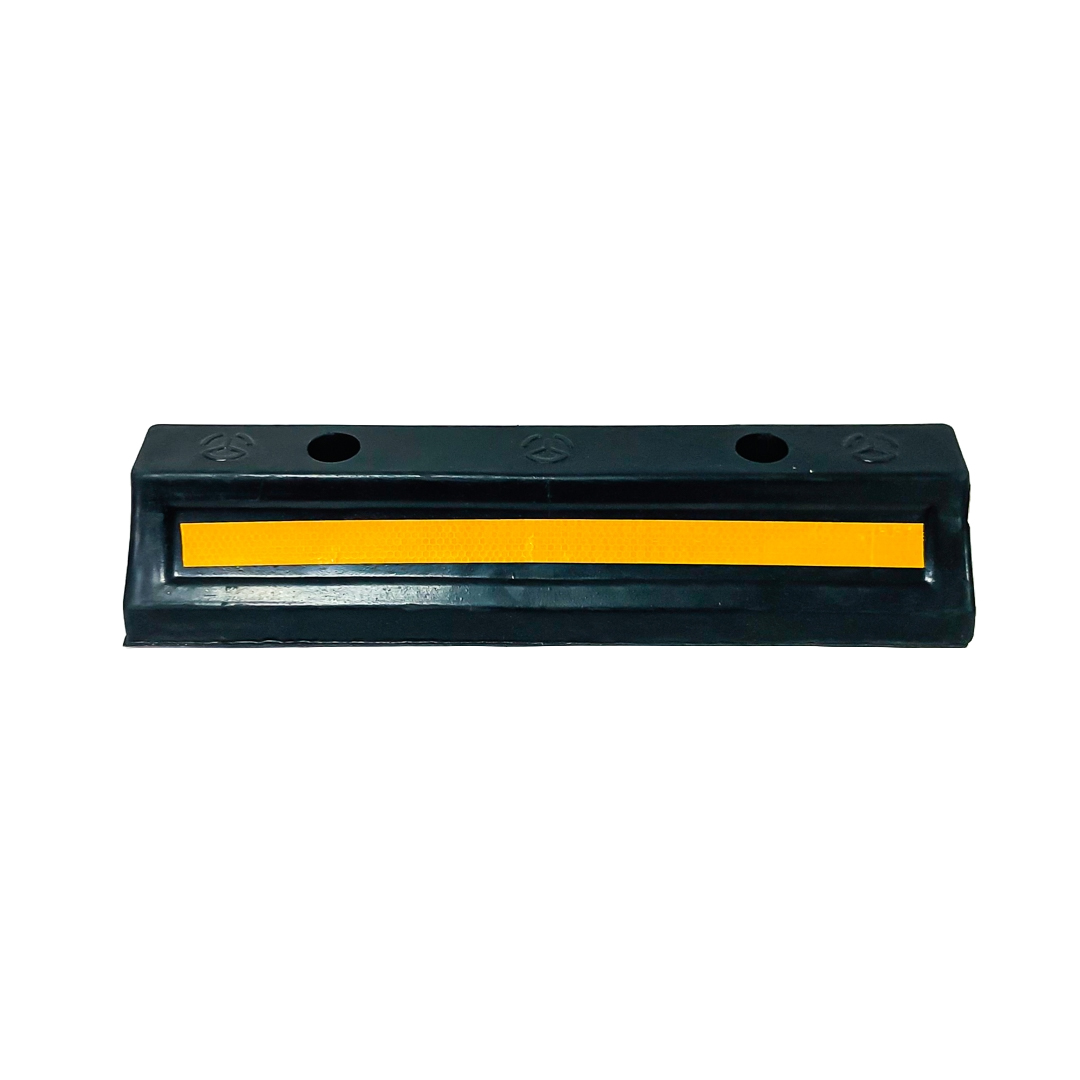 TOPE RUEDA TOPE PARA ESTACIONAMIENTO DE GOMA RESISTENTE CON REFLECTOR AMARILLO 50 CM X 15 CM PESO 3.8 KG - 2