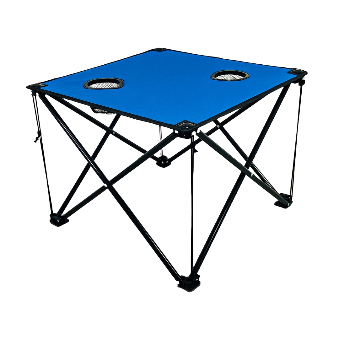 MESA MULTI USO MESA DE TELA PLEGABLE CON PORTAVASOS MEDIDAS 46CM X 46CM X 60CM COLOR AZUL IDEAL CAMPING - PLAYA - 6