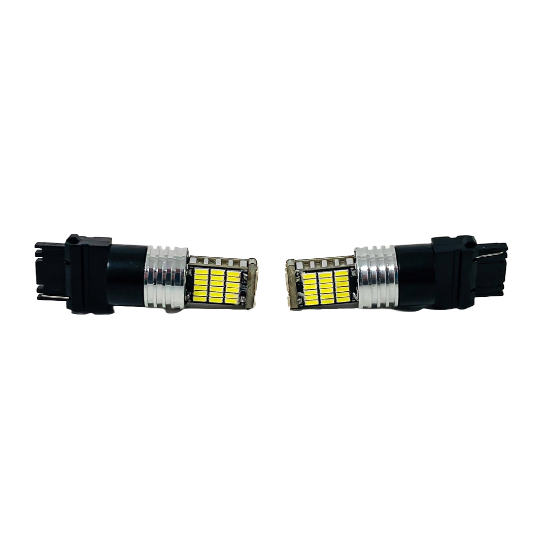 LED SEÑALIZACION CANBUS BLISTER X 2 - 3156 P27W 1 POLO CULOTE PLASTICO 45 LED 3014 SMD - CANBUS - BLANCO 12V - 24V - 6