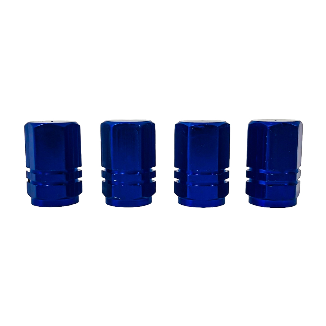 JUEGO DE TAPITAS  DE VALVULA DEPORTIVA JUEGO DE TAPITAS  DE VALVULA DEPORTIVA METALIZADA 4 PCS AZUL UNIVERSAL CANTIDAD POR CAJA MASTER 500 - 2