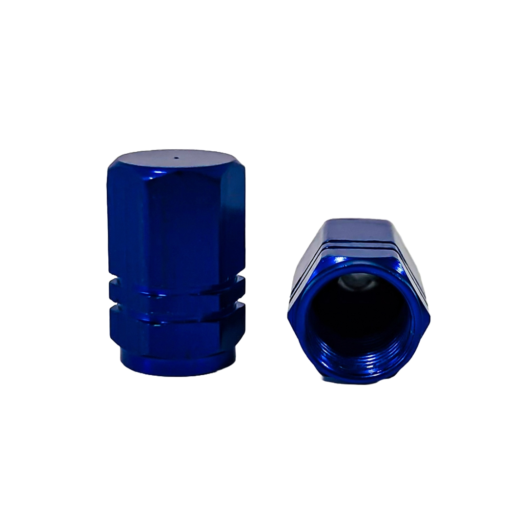 JUEGO DE TAPITAS  DE VALVULA DEPORTIVA JUEGO DE TAPITAS  DE VALVULA DEPORTIVA METALIZADA 4 PCS AZUL UNIVERSAL CANTIDAD POR CAJA MASTER 500 - 4