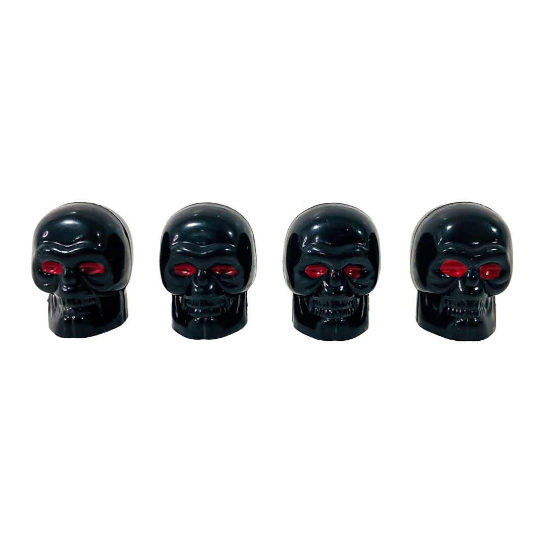 JUEGO DE TAPITAS  DE VALVULA DEPORTIVA JUEGO DE TAPITAS  DE VALVULA CALAVERA METALIZADA 4 PCS NEGRO UNIVERSAL - 3