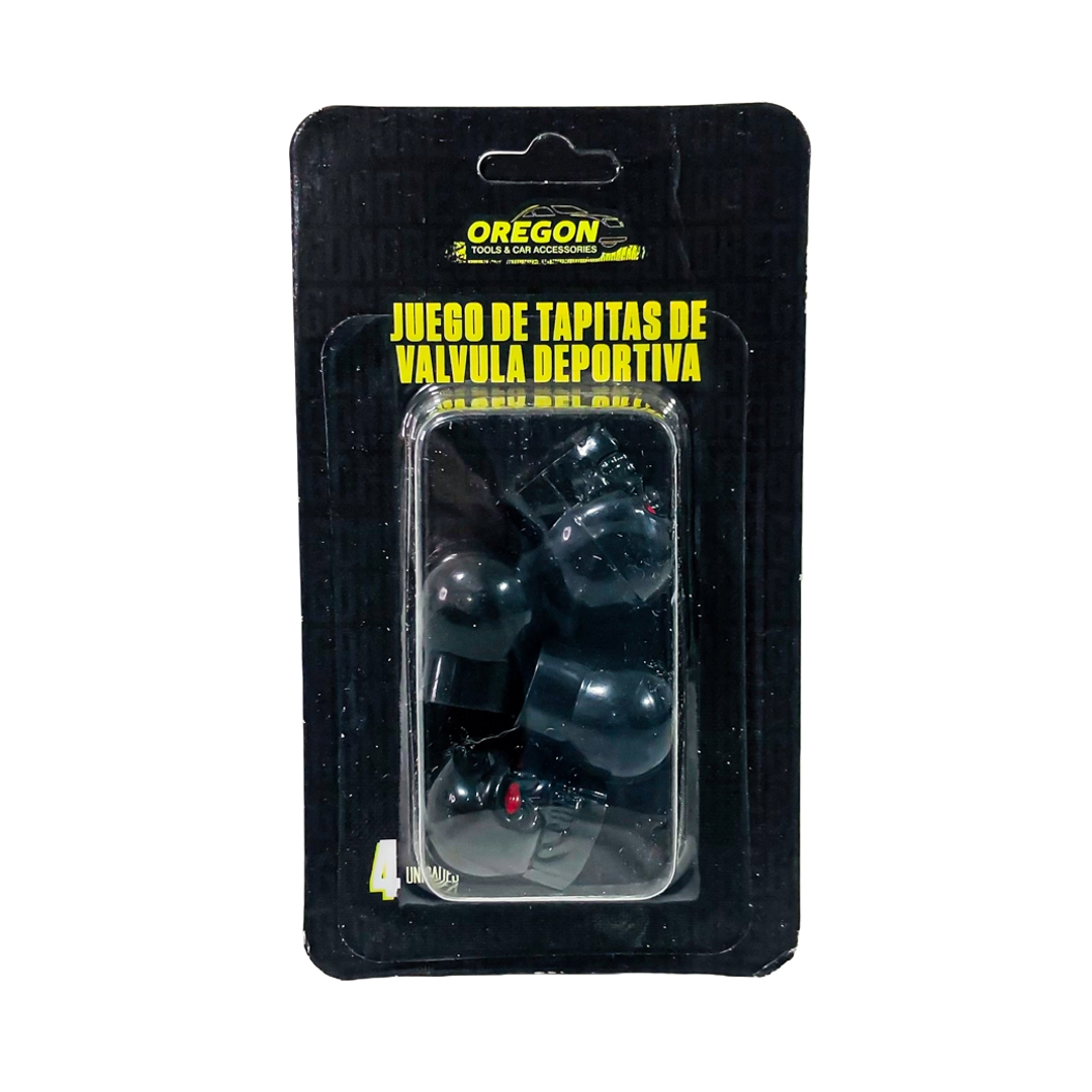 JUEGO DE TAPITAS  DE VALVULA DEPORTIVA JUEGO DE TAPITAS  DE VALVULA CALAVERA METALIZADA 4 PCS NEGRO UNIVERSAL - 7