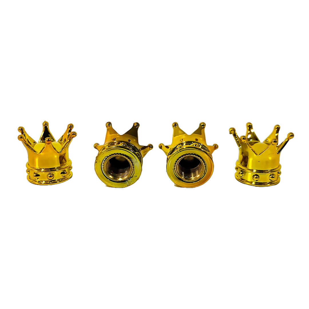 JUEGO DE TAPITAS DE VALVULA TUNNING SET X 4 PCS CORONA REY DORADAS - 2