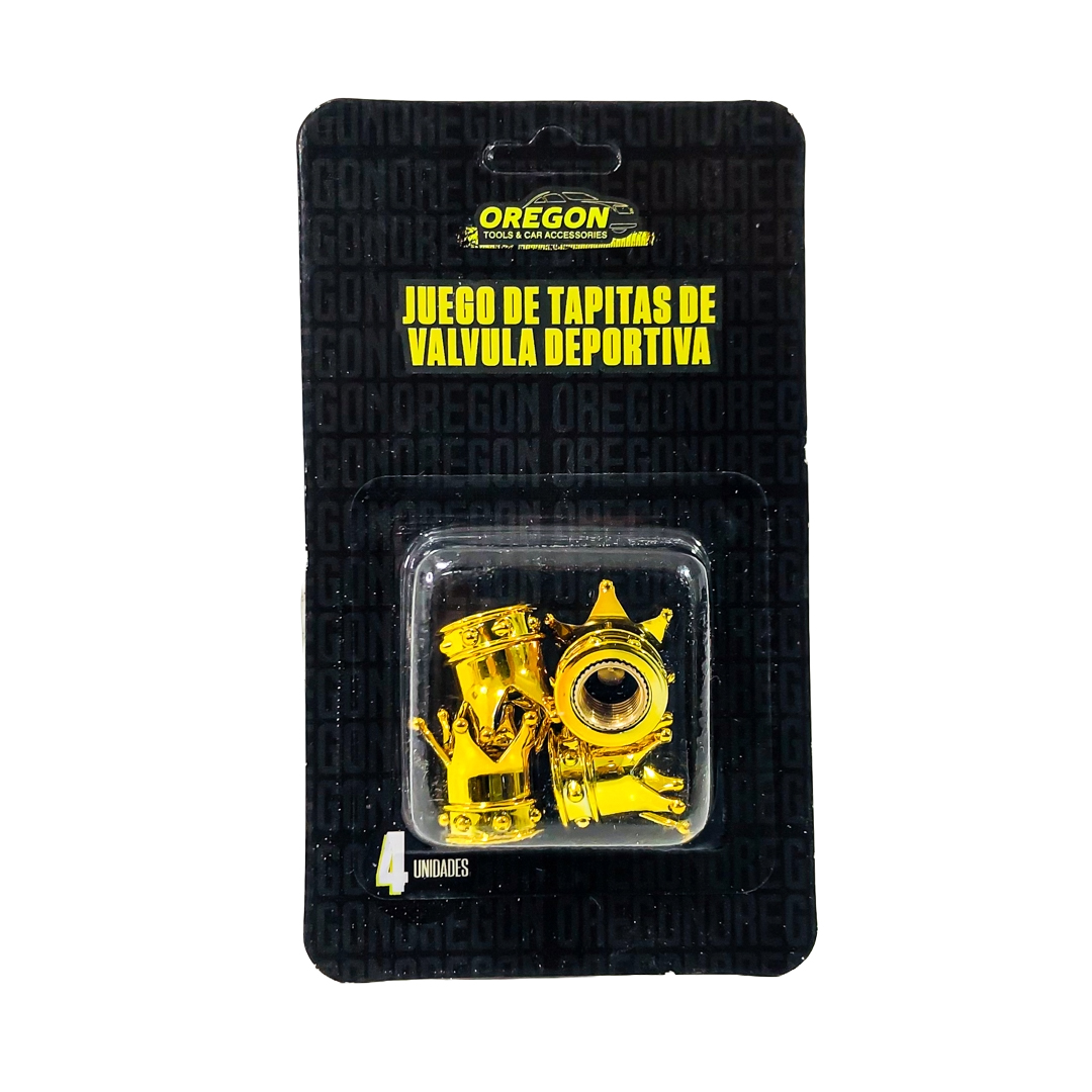 JUEGO DE TAPITAS DE VALVULA TUNNING SET X 4 PCS CORONA REY DORADAS - 4