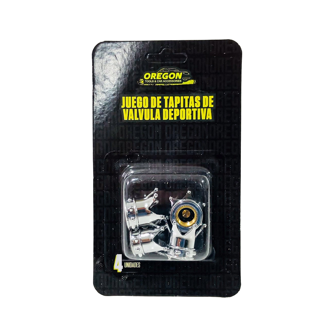 JUEGO DE TAPITAS DE VALVULA TUNNING SET X 4 PCS CORONA REY PLATEADAS - 4