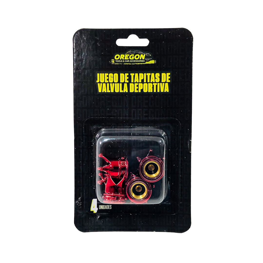 JUEGO DE TAPITAS DE VALVULA TUNNING SET X 4 PCS CORONA REY ROJAS - 4