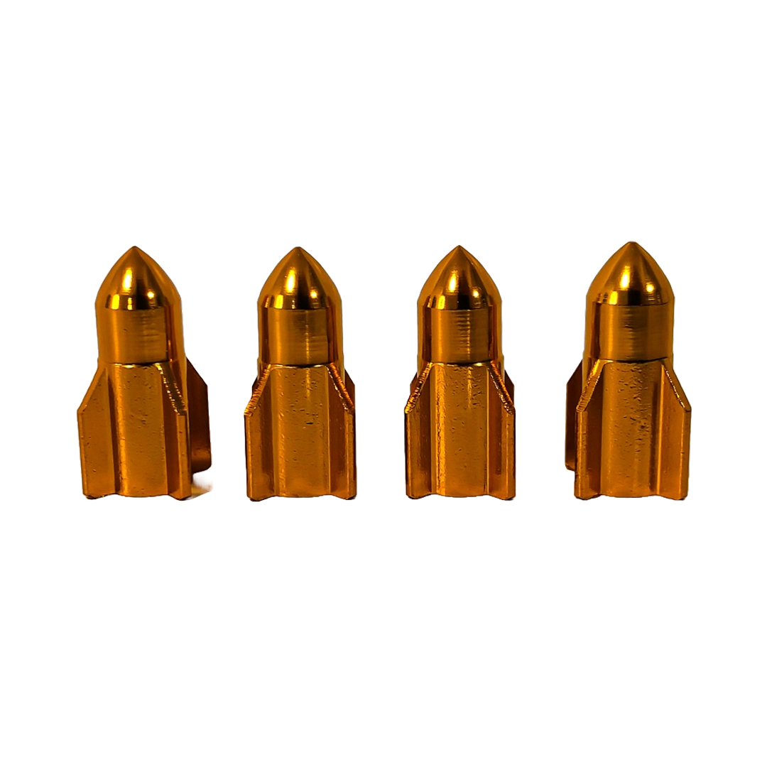 JUEGO DE TAPITAS DE VALVULA TUNNING SET X 4 PCS ROCKET DORADAS