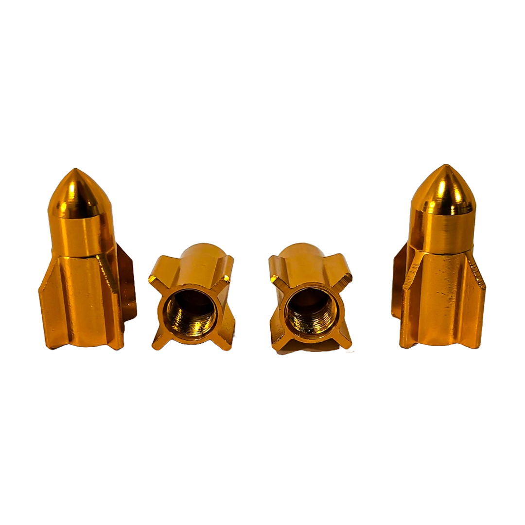 JUEGO DE TAPITAS DE VALVULA TUNNING SET X 4 PCS ROCKET DORADAS - 2