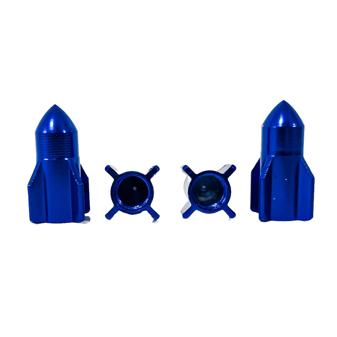 JUEGO DE TAPITAS DE VALVULA TUNNING SET X 4 PCS ROCKET AZULES - 2