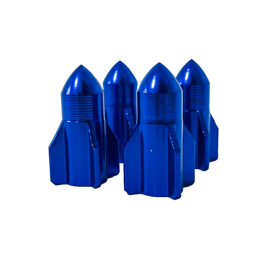 JUEGO DE TAPITAS DE VALVULA TUNNING SET X 4 PCS ROCKET AZULES - 3