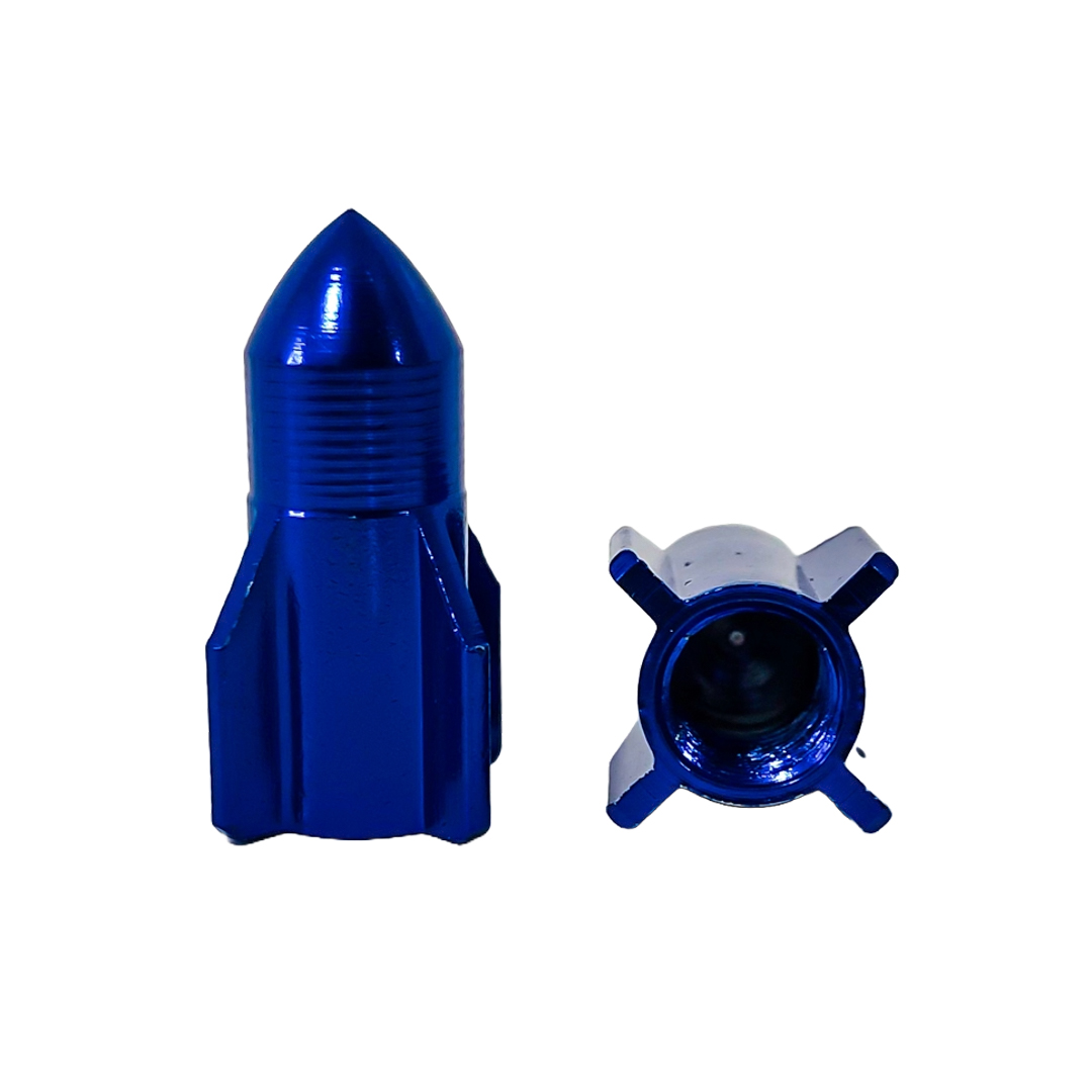 JUEGO DE TAPITAS DE VALVULA TUNNING SET X 4 PCS ROCKET AZULES - 4