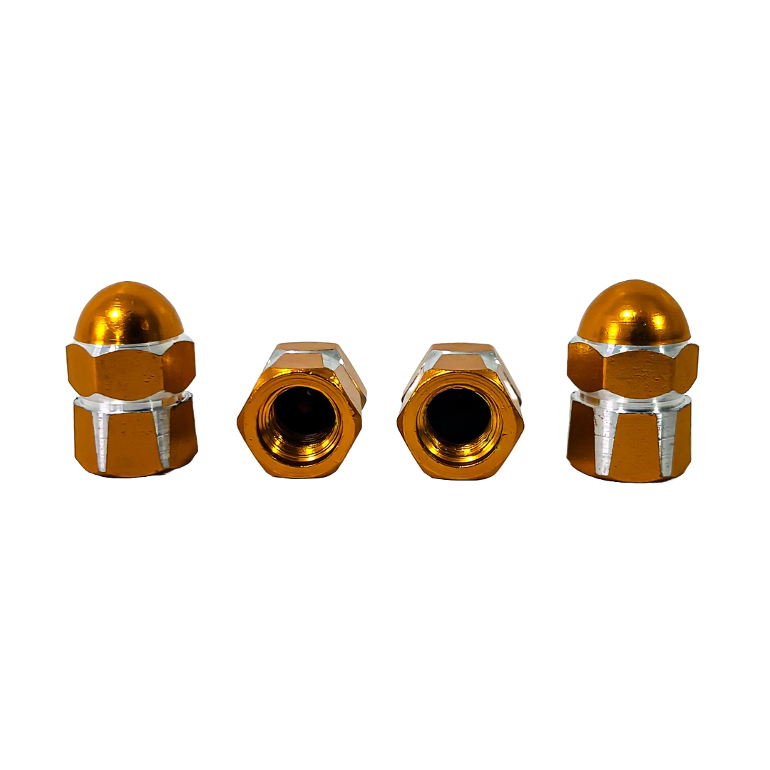 JUEGO DE TAPITAS DE VALVULA TUNNING SET X 4 PCS MUSHROOM DORADAS - 3