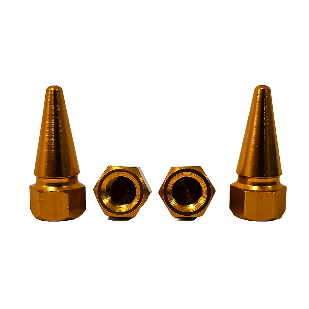 JUEGO DE TAPITAS DE VALVULA TUNNING SET X 4 PCS FLECHA DORADAS - 3
