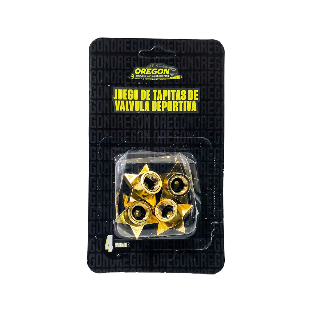 JUEGO DE TAPITAS DE VALVULA TUNNING SET X 4 PCS ESTRELLA DORADAS - 6
