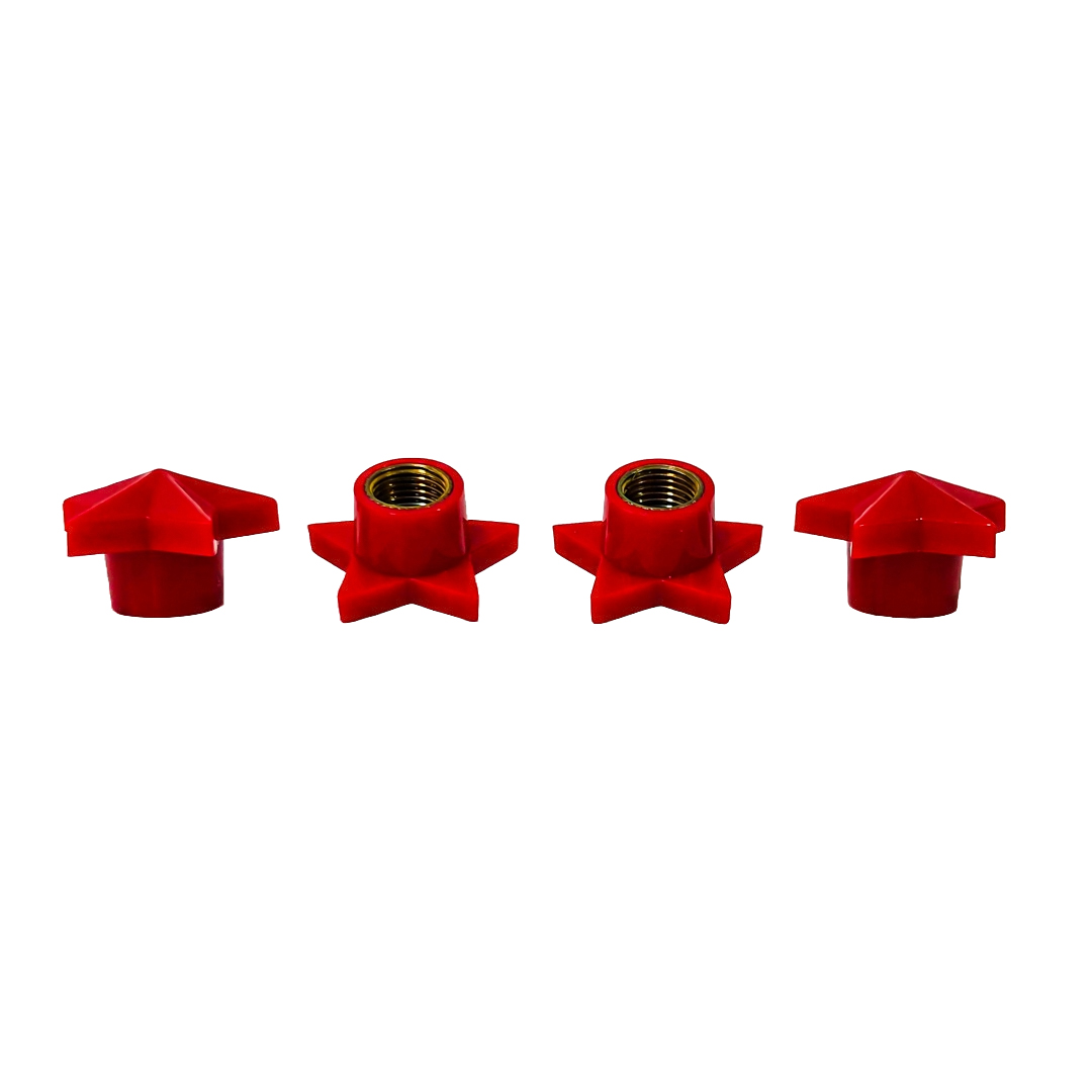 JUEGO DE TAPITAS DE VALVULA TUNNING SET X 4 PCS ESTRELLA ROJAS - 4