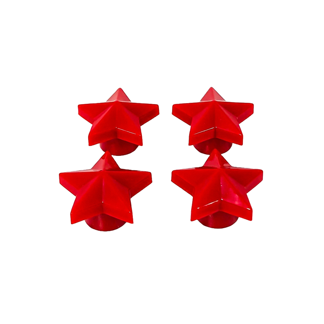 JUEGO DE TAPITAS DE VALVULA TUNNING SET X 4 PCS ESTRELLA ROJAS - 5