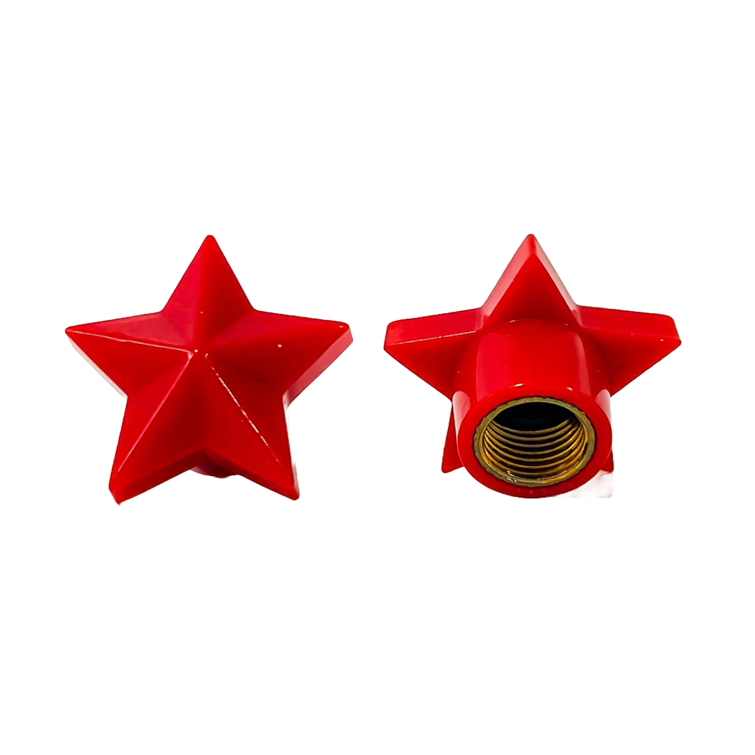 JUEGO DE TAPITAS DE VALVULA TUNNING SET X 4 PCS ESTRELLA ROJAS - 6