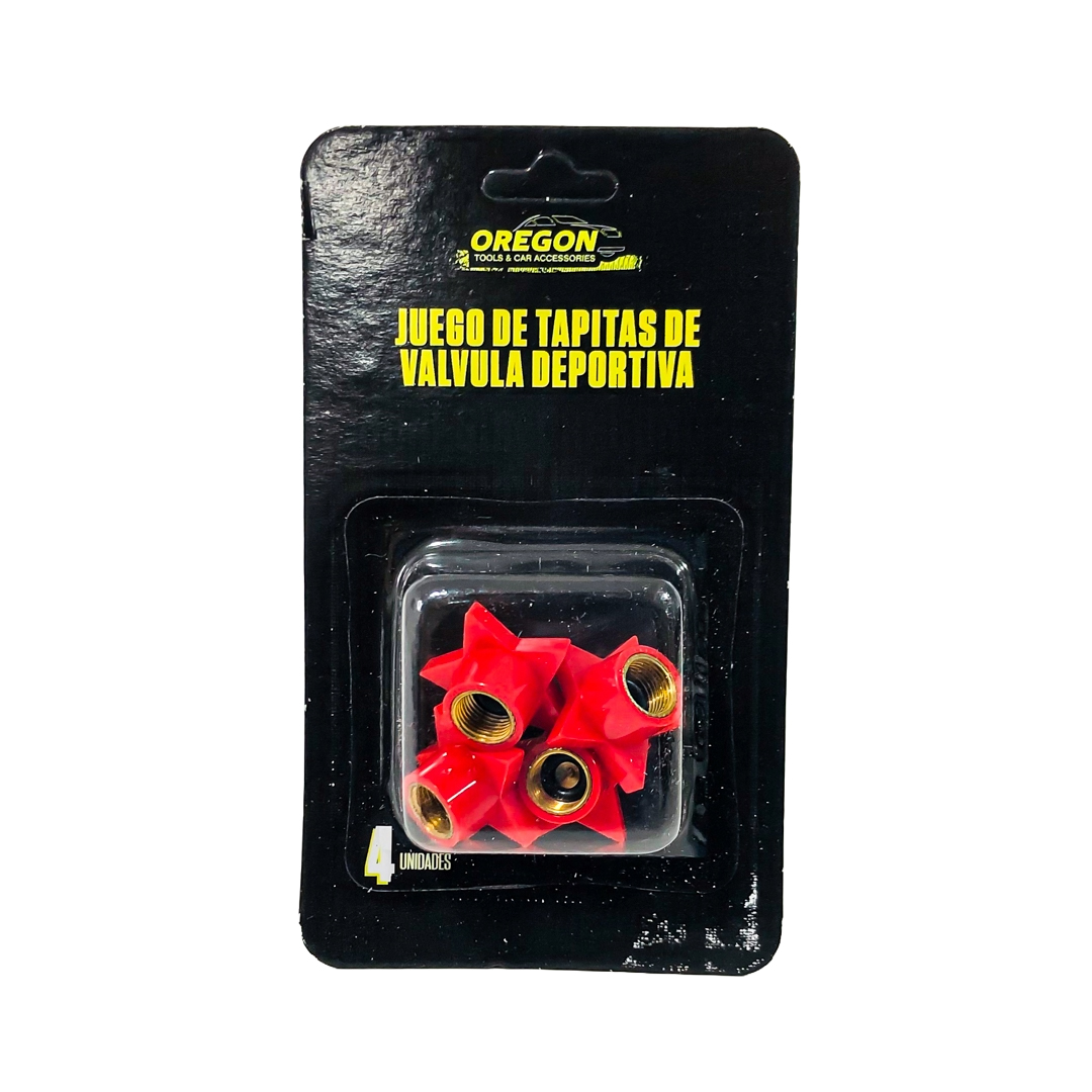 JUEGO DE TAPITAS DE VALVULA TUNNING SET X 4 PCS ESTRELLA ROJAS - 7