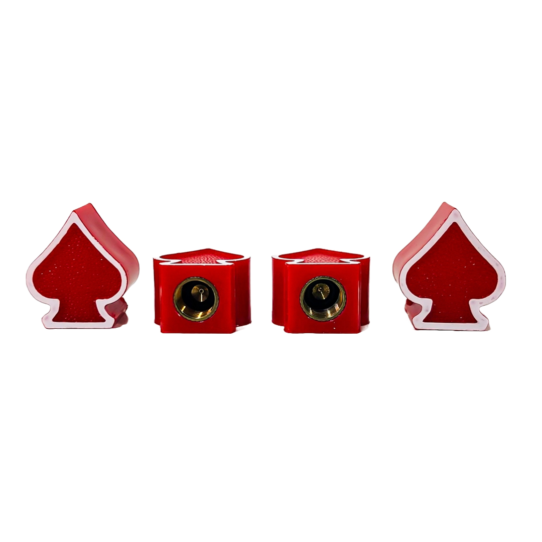 JUEGO DE TAPITAS DE VALVULA TUNNING SET X 4 PCS PICS POKER ROJAS - 3