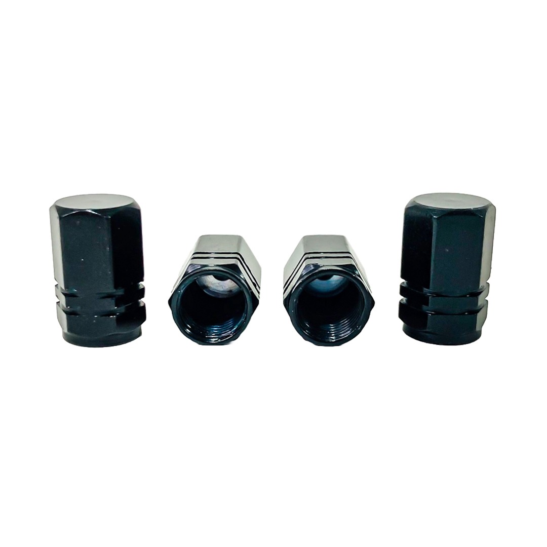 JUEGO DE TAPITAS  DE VALVULA DEPORTIVA JUEGO DE TAPITAS  DE VALVULA DEPORTIVA METALIZADA 4 PCS NEGRO UNIVERSAL - 5