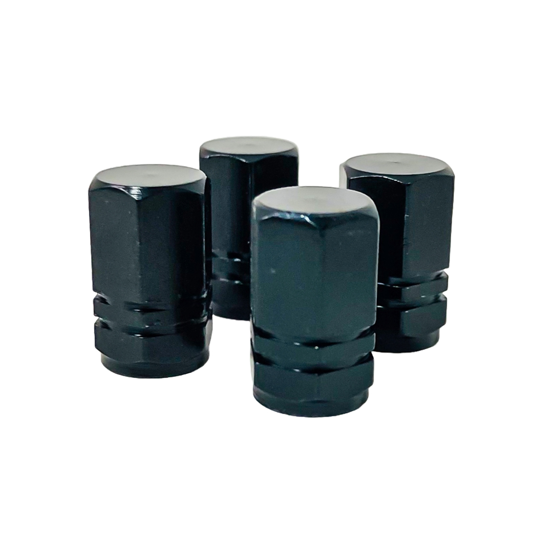 JUEGO DE TAPITAS  DE VALVULA DEPORTIVA JUEGO DE TAPITAS  DE VALVULA DEPORTIVA METALIZADA 4 PCS NEGRO UNIVERSAL - 6