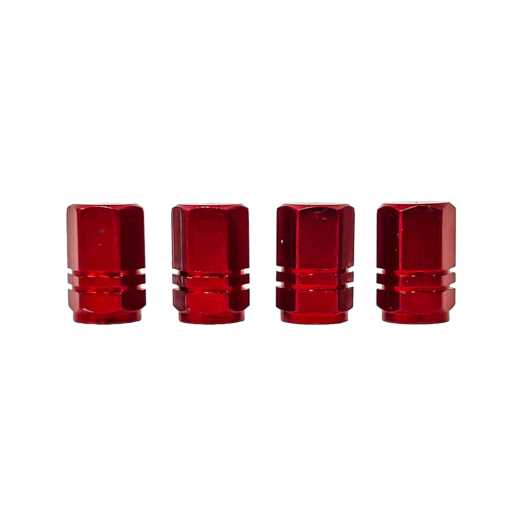 JUEGO DE TAPITAS  DE VALVULA DEPORTIVA JUEGO DE TAPITAS  DE VALVULA DEPORTIVA METALIZADA 4 PCS ROJO UNIVERSAL CANTIDAD POR CAJA MASTER 500 - 2