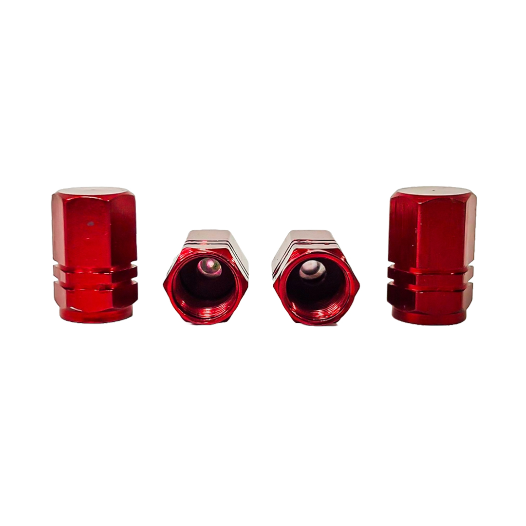 JUEGO DE TAPITAS  DE VALVULA DEPORTIVA JUEGO DE TAPITAS  DE VALVULA DEPORTIVA METALIZADA 4 PCS ROJO UNIVERSAL CANTIDAD POR CAJA MASTER 500 - 3
