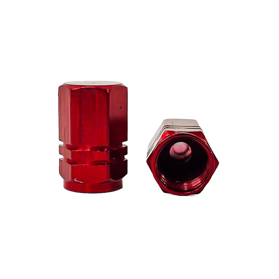 JUEGO DE TAPITAS  DE VALVULA DEPORTIVA JUEGO DE TAPITAS  DE VALVULA DEPORTIVA METALIZADA 4 PCS ROJO UNIVERSAL CANTIDAD POR CAJA MASTER 500 - 4