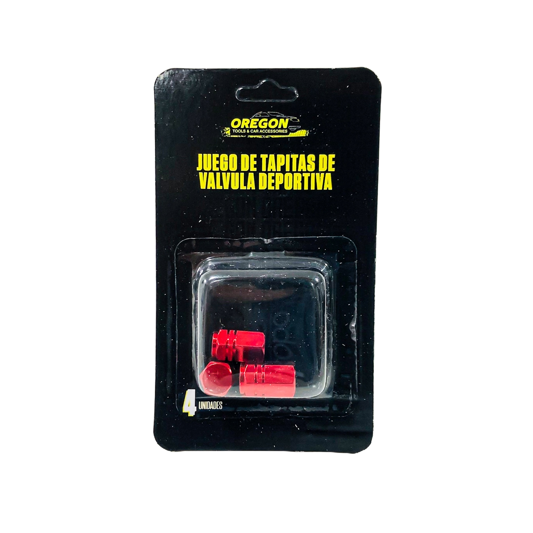 JUEGO DE TAPITAS  DE VALVULA DEPORTIVA JUEGO DE TAPITAS  DE VALVULA DEPORTIVA METALIZADA 4 PCS ROJO UNIVERSAL CANTIDAD POR CAJA MASTER 500 - 5