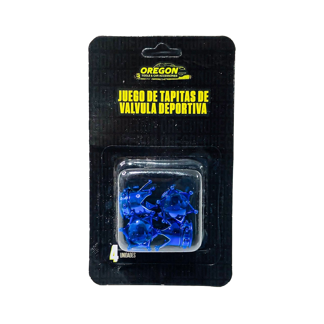 JUEGO DE TAPITAS DE VALVULA TUNNING SET X 4 PCS CORONA REY AZULES - 5