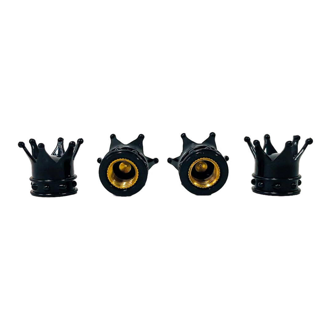 JUEGO DE TAPITAS DE VALVULA TUNNING SET X 4 PCS CORONA REY NEGRAS - 2