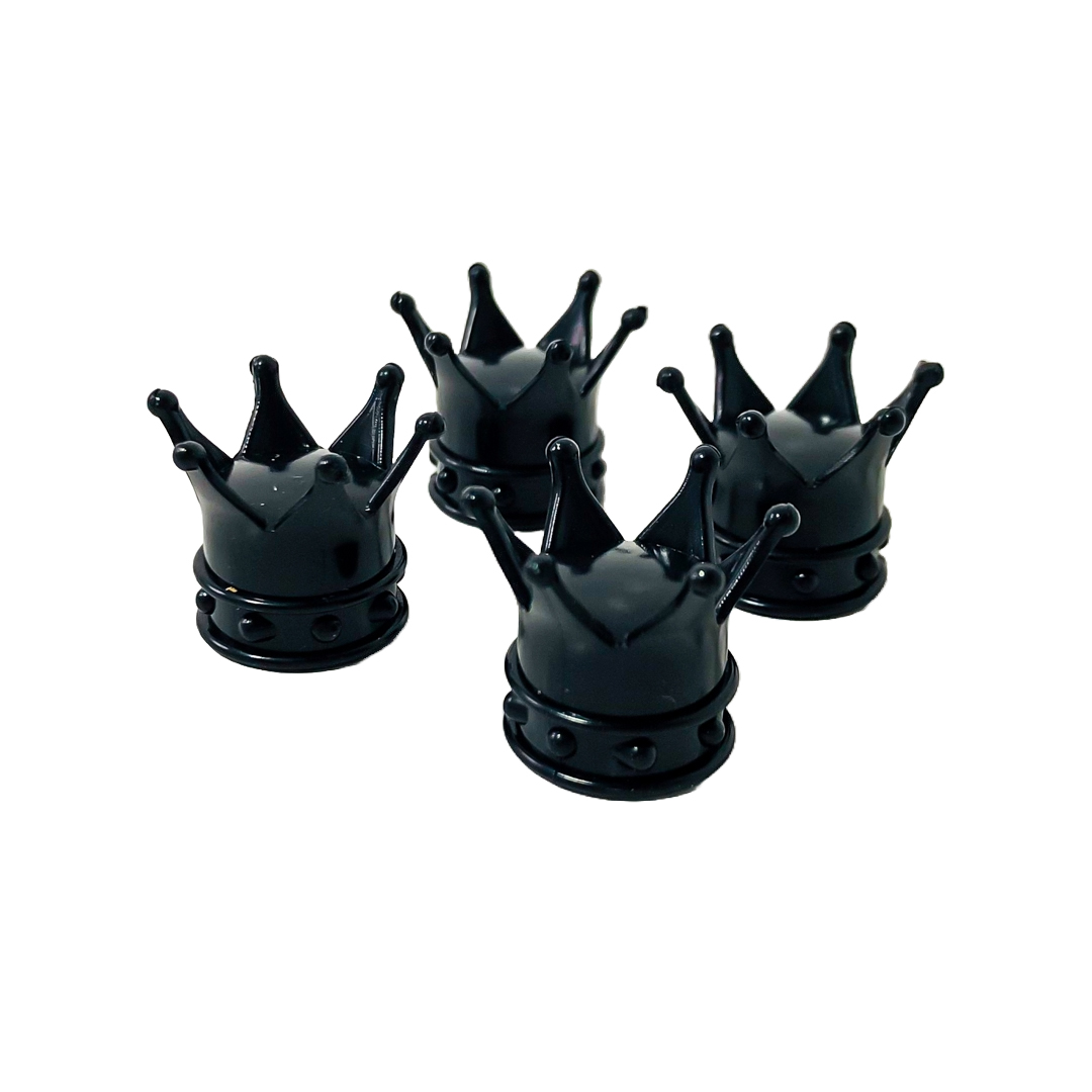 JUEGO DE TAPITAS DE VALVULA TUNNING SET X 4 PCS CORONA REY NEGRAS - 3