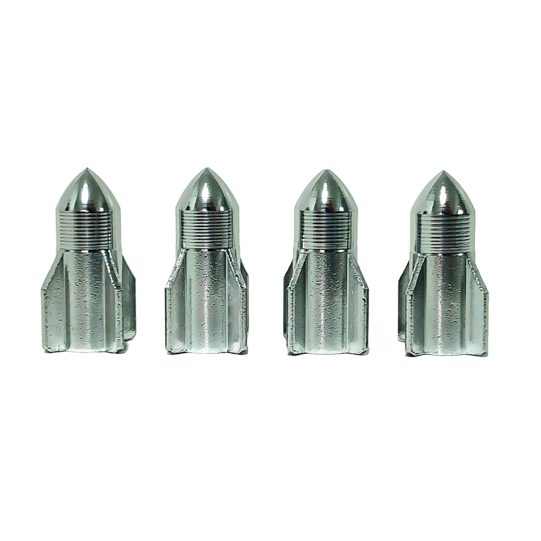 JUEGO DE TAPITAS DE VALVULA TUNNING SET X 4 PCS ROCKET PLATEADAS